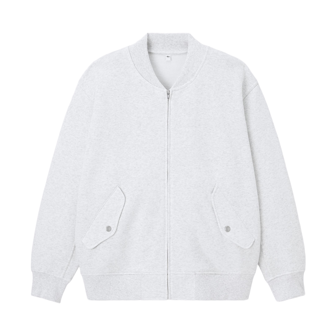 358337-02 GU Heavy Weight Sweat Ribbed Jacket Light Gray