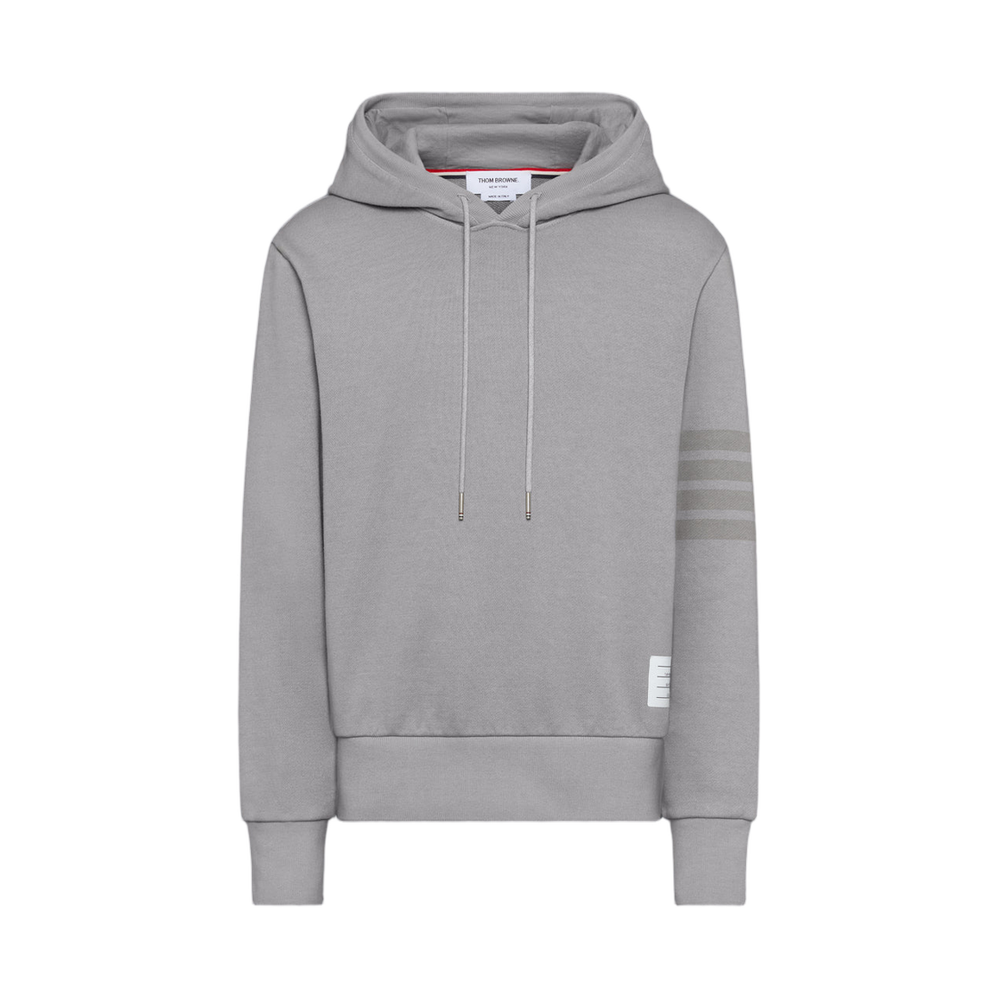 톰브라운 솔리드 루프백 사선 후드 라이트 그레이(Thom Browne Solid Loopback 4-Bar Hoodie Light Grey) - 1