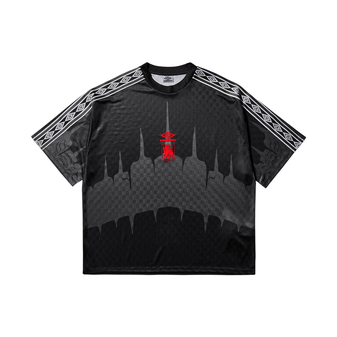 엄브로 x 슬램잼 히스토리 테이프 키트 티셔츠 블랙 레드(Umbro x Slam Jam History Tape Kit T-Shirt Black Red)