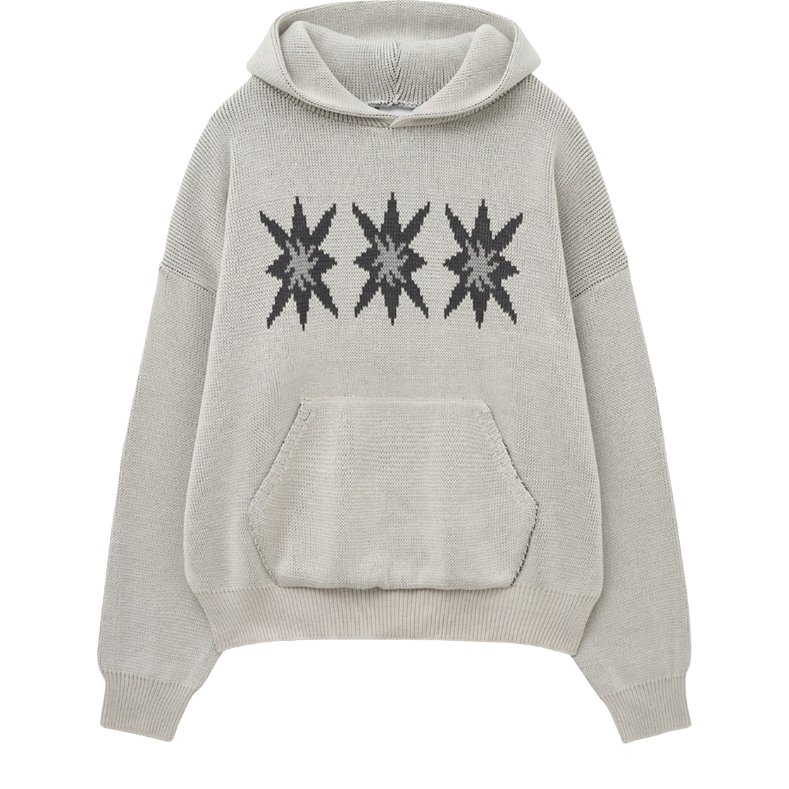 캑터스도넛마켓 스타 그래픽 니트 후디 – 크림(Cactusdonutmarket Star Graphic Knit Hoodie - Cream)