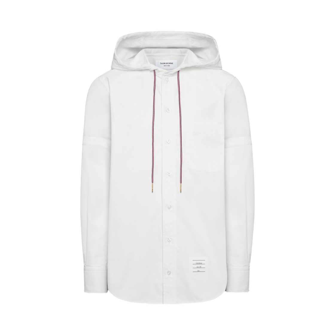 톰브라운 후드 나일론 암밴드 셔츠 화이트(Thom Browne Hooded Nylon Armband Shirt White) - 1