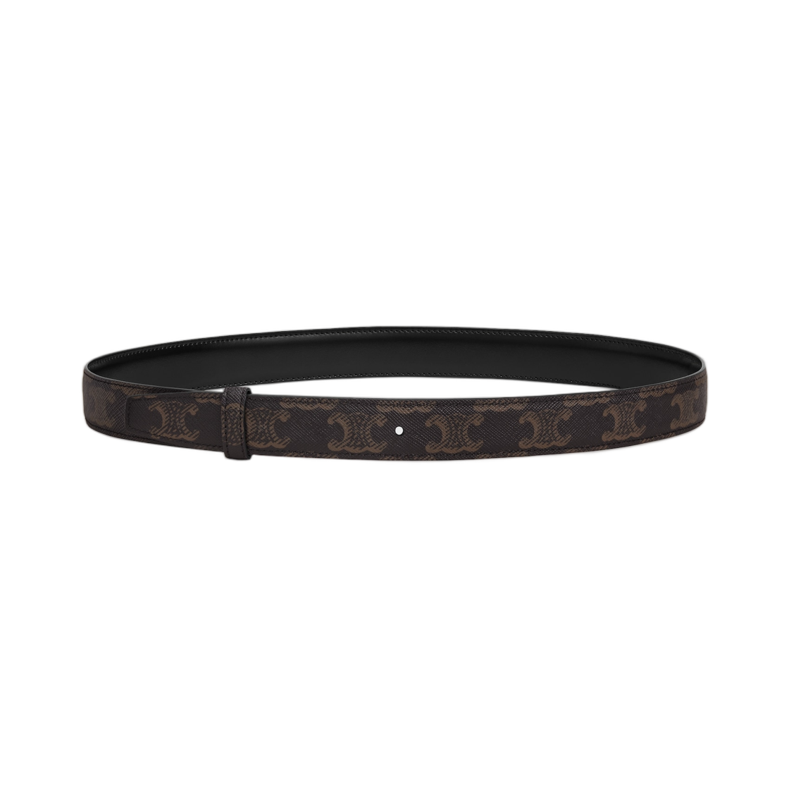 45BLZ3APE-38NO (W) Celine Medium 25mm Reversible Strap in Taurillon Leather & Triomphe Canvas Black