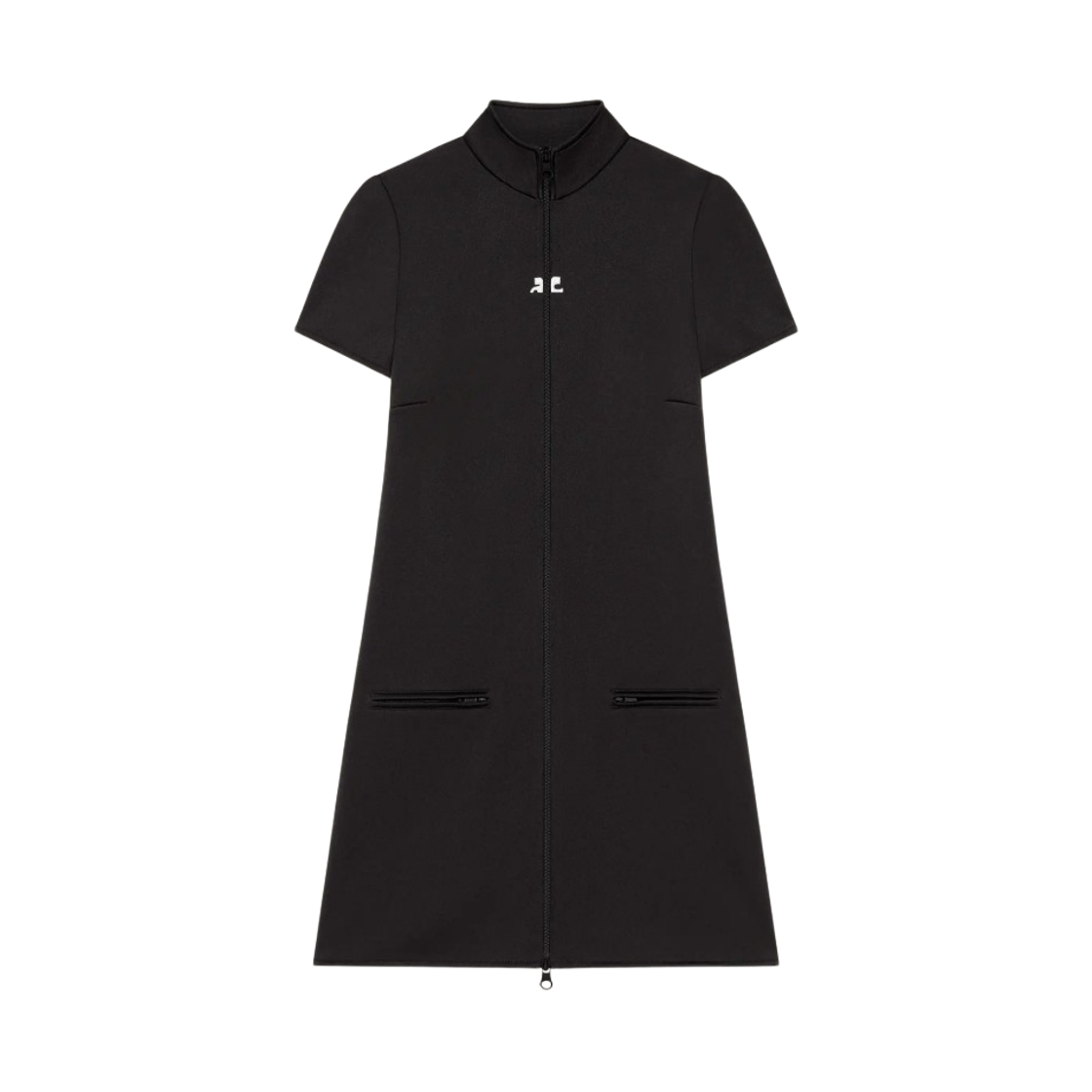 (W) 꾸레쥬 인터락 트랙수트 미니 드레스 블랙((W) Courreges Interlock Tracksuit Mini Dress Black)
