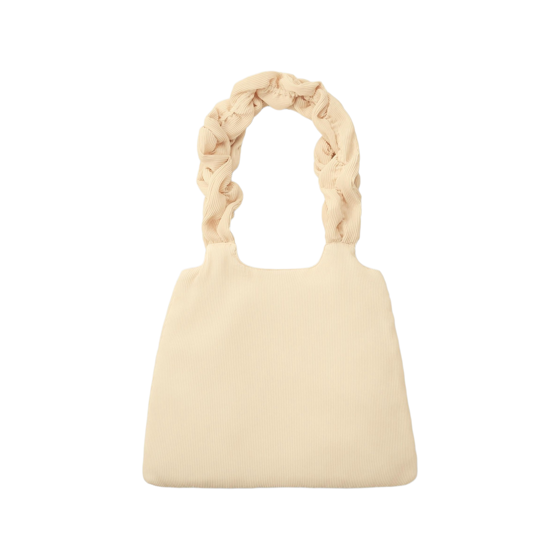 352415-30 GU Pleated Frilled Tote Bag Natural