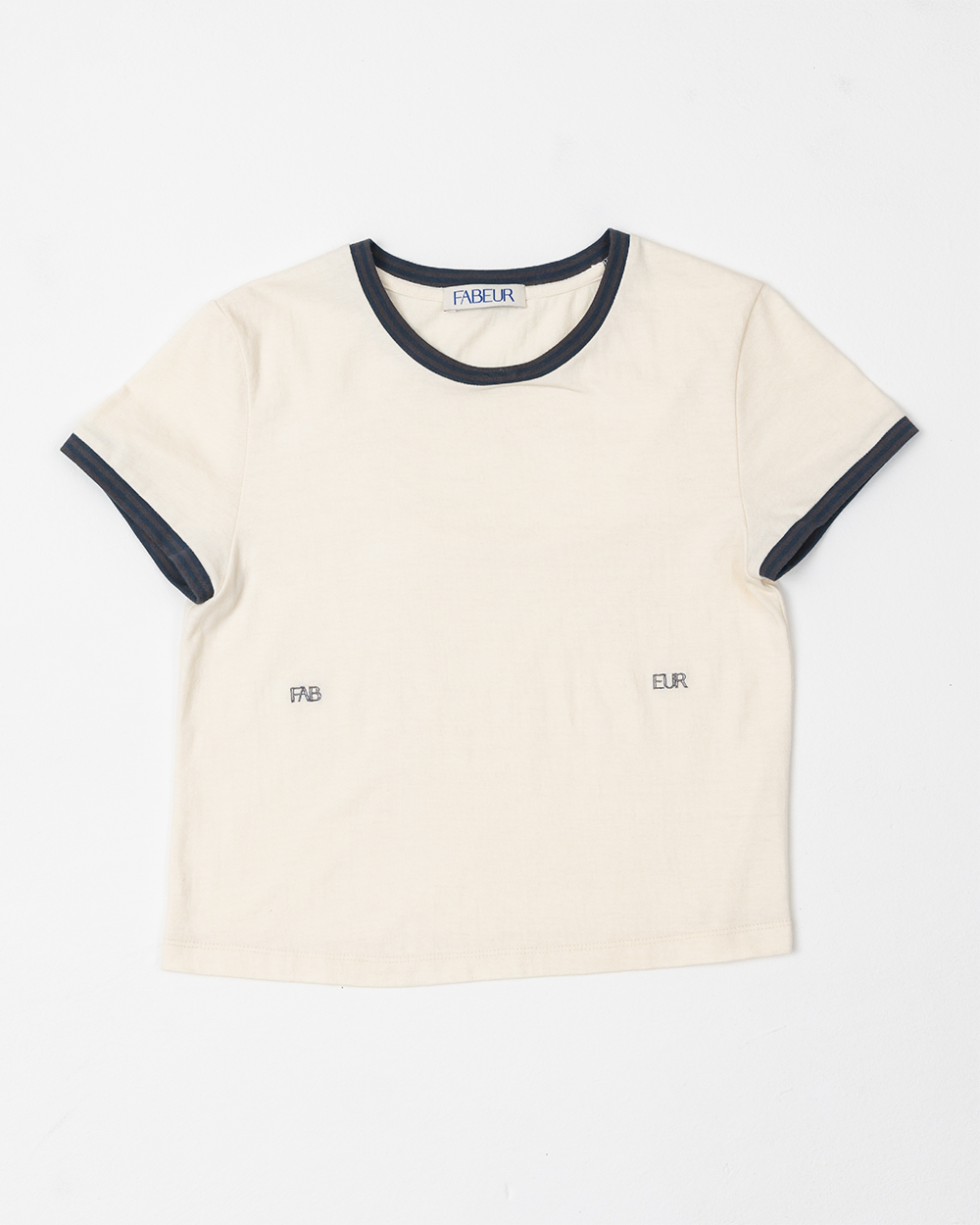 파버 스트라이프 컬러 스킴 티셔츠 크림(FABEUR Stripe Color Scheme T-Shirt Cream) - 4