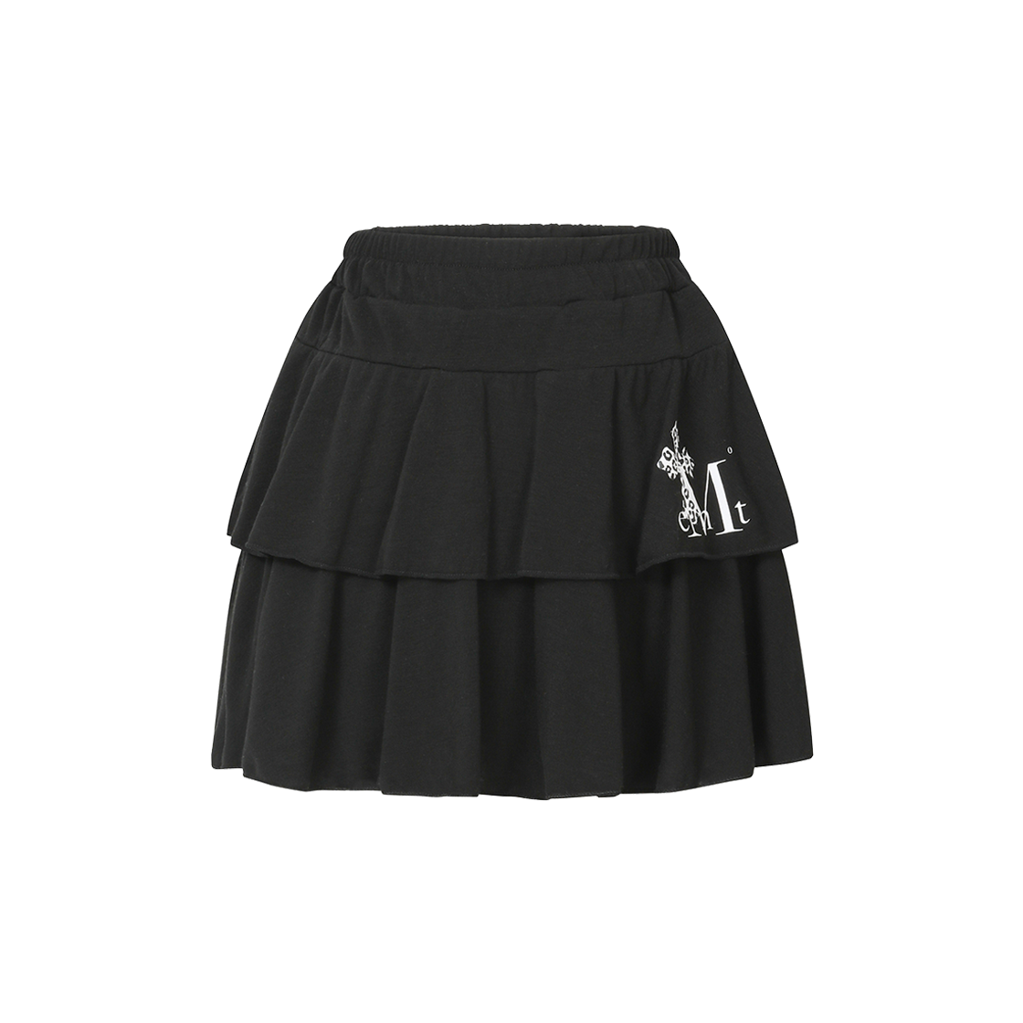 P0000BIH MUCENT Sahara Leopard Cross Tiered Skirt (2Color) Black - Leopard White
