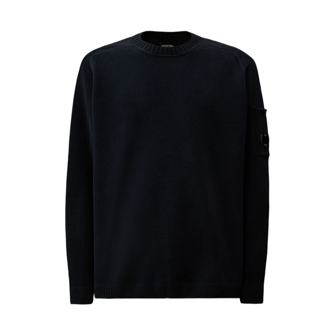 C.P. 컴퍼니 코튼 셔닐 크루넥 렌즈 스웨터 미드나잇 네이비 블루 - 26SS(C.P. Company Cotton Chenille Crewneck Lens Sweater Midnight Navy Blue - 26SS)