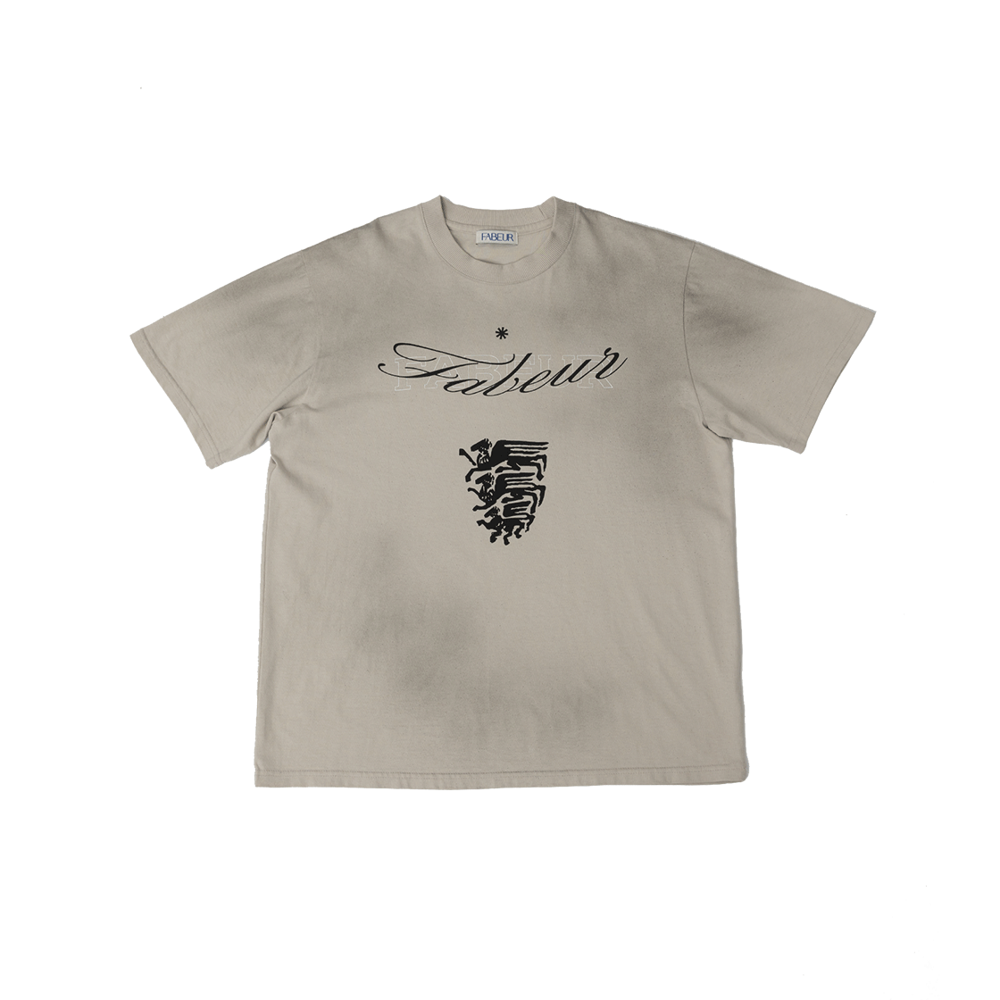 파버 워시드 그래픽 티셔츠 베이지(FABEUR Washed Graphic T-Shirt Beige)