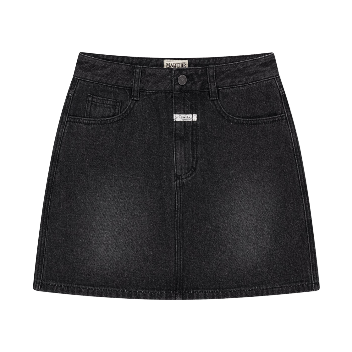 (W) 마리떼 프랑소와 저버 데님 미니 스커트 블랙((W) Marithe Francois Girbaud Denim Mini Skirt Black)