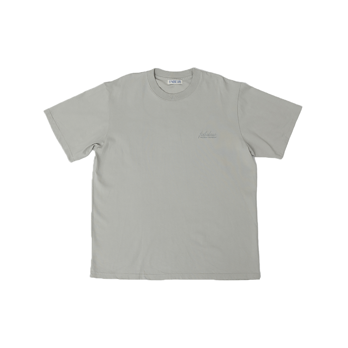 fab-25csmts01 FABEUR Lettering Embroidered T-Shirt Ash Grey
