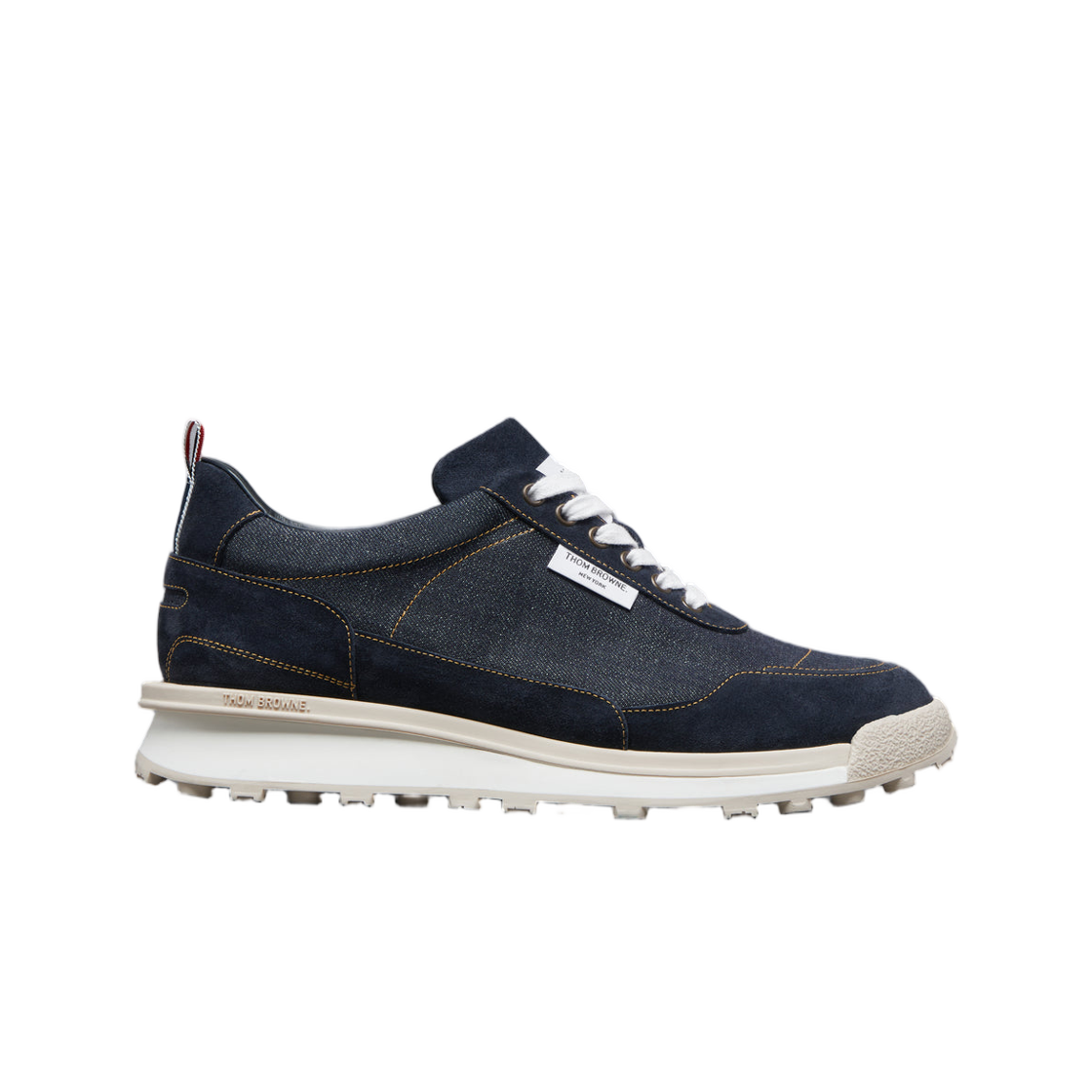 MFD271B-F1101-415 Thom Browne Selvedge Denim Tech Runner Alumni Sneaker Navy