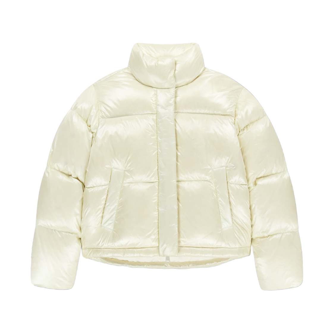(W) 마리떼 프랑소와 저버 글로시 크롭 다운 자켓 아이보리((W) Marithe Francois Girbaud Glossy Crop Down Jacket Ivory)