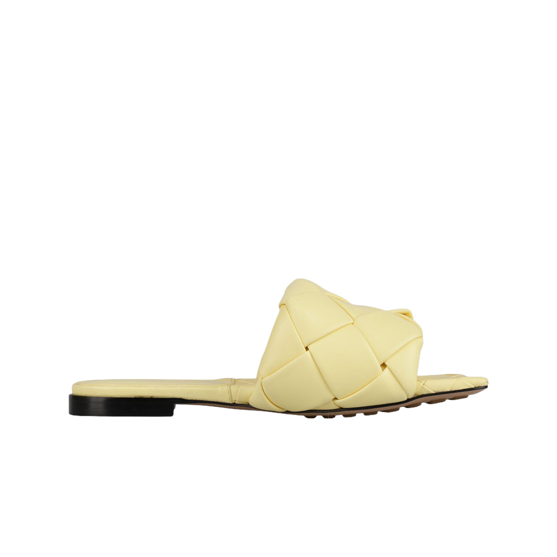 608853VBSS07411 (W) Bottega Veneta Lido Flat Sandal Light Yellow