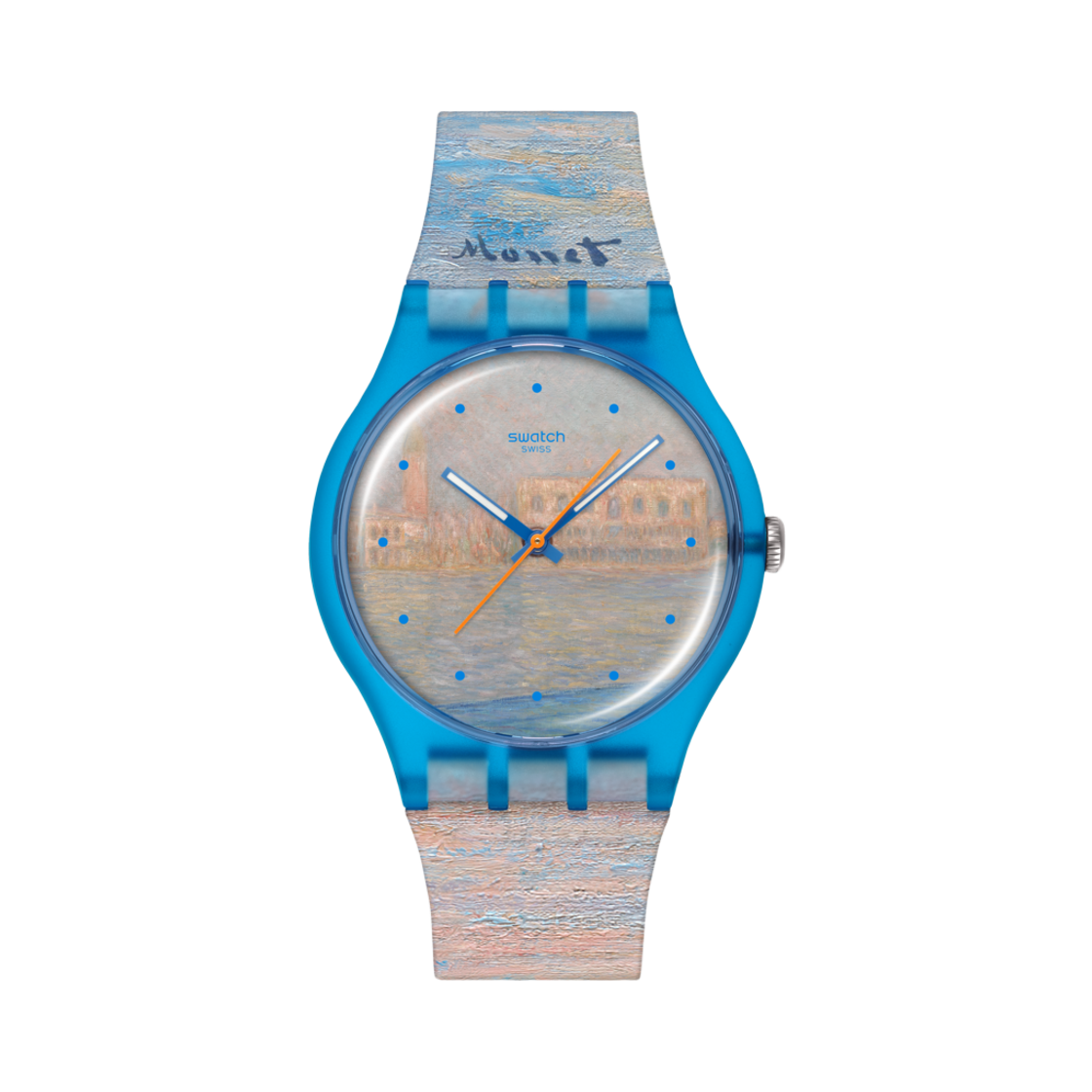 스와치 x 구겐하임 모네 두칼레 궁전 41mm 쿼츠 블루(Swatch x Guggenheim Monet's Palazzo Ducale 41mm Quartz Blue)