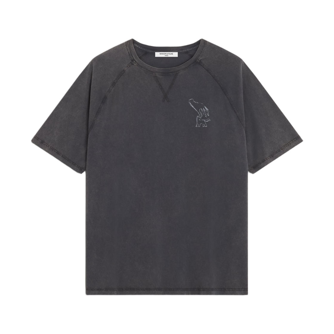 QM00103KJ7036-0519 Maison Kitsune Fountain Stamp Faded Comfort T-Shirt Black Faded