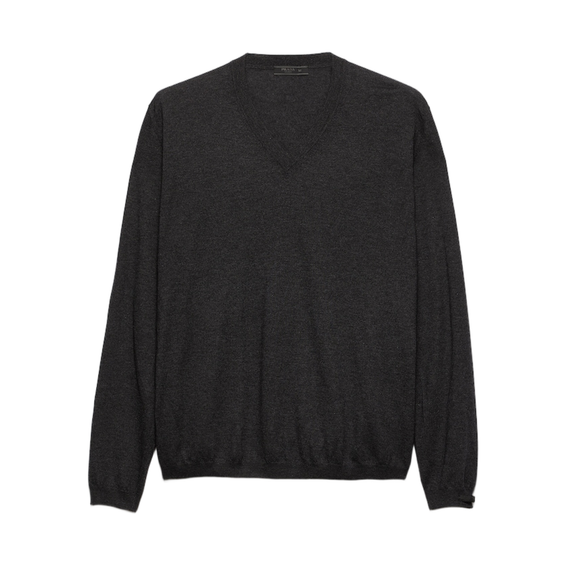 UMF278-18YD-F0308 Prada Silk and Cashmere V-Neck Sweater Anthracite Gray