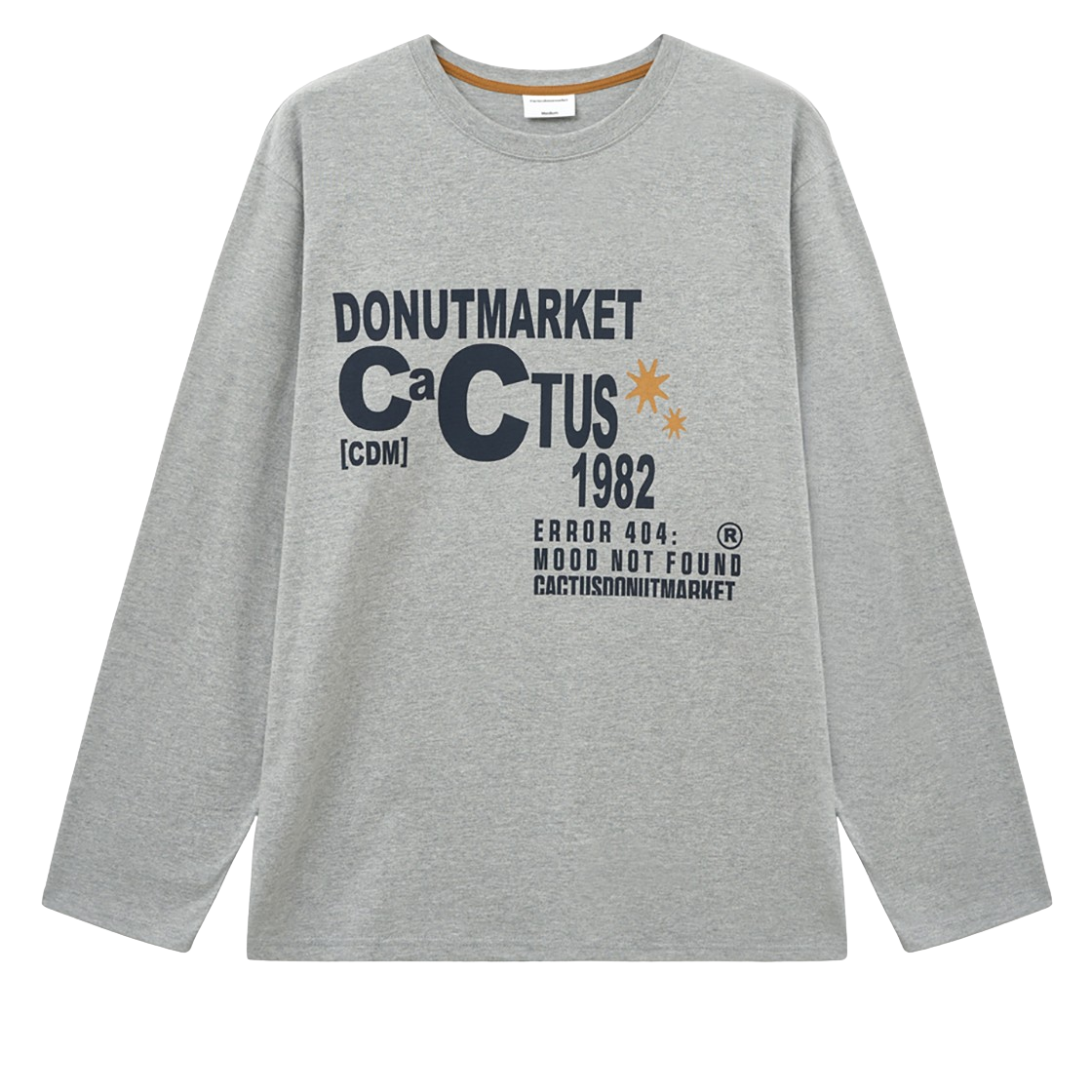 캑터스도넛마켓 레터링 롱슬리브 티셔츠 – 멜란지 그레이(Cactusdonutmarket Lettering Long Sleeve T-shirt - Melange gray)