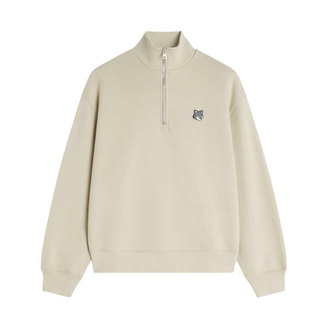 메종 키츠네 폭스 헤드 컴포트 하프 집 스웨트셔츠 티 리프(Maison Kitsune Fox Head Comfort Half Zip Sweatshirt Tea Leaf)