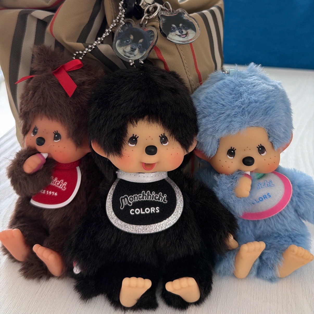 Monchhichi Colors Key Chain Black, Monchhichi Colors Key Chain Blue 착용 스타일