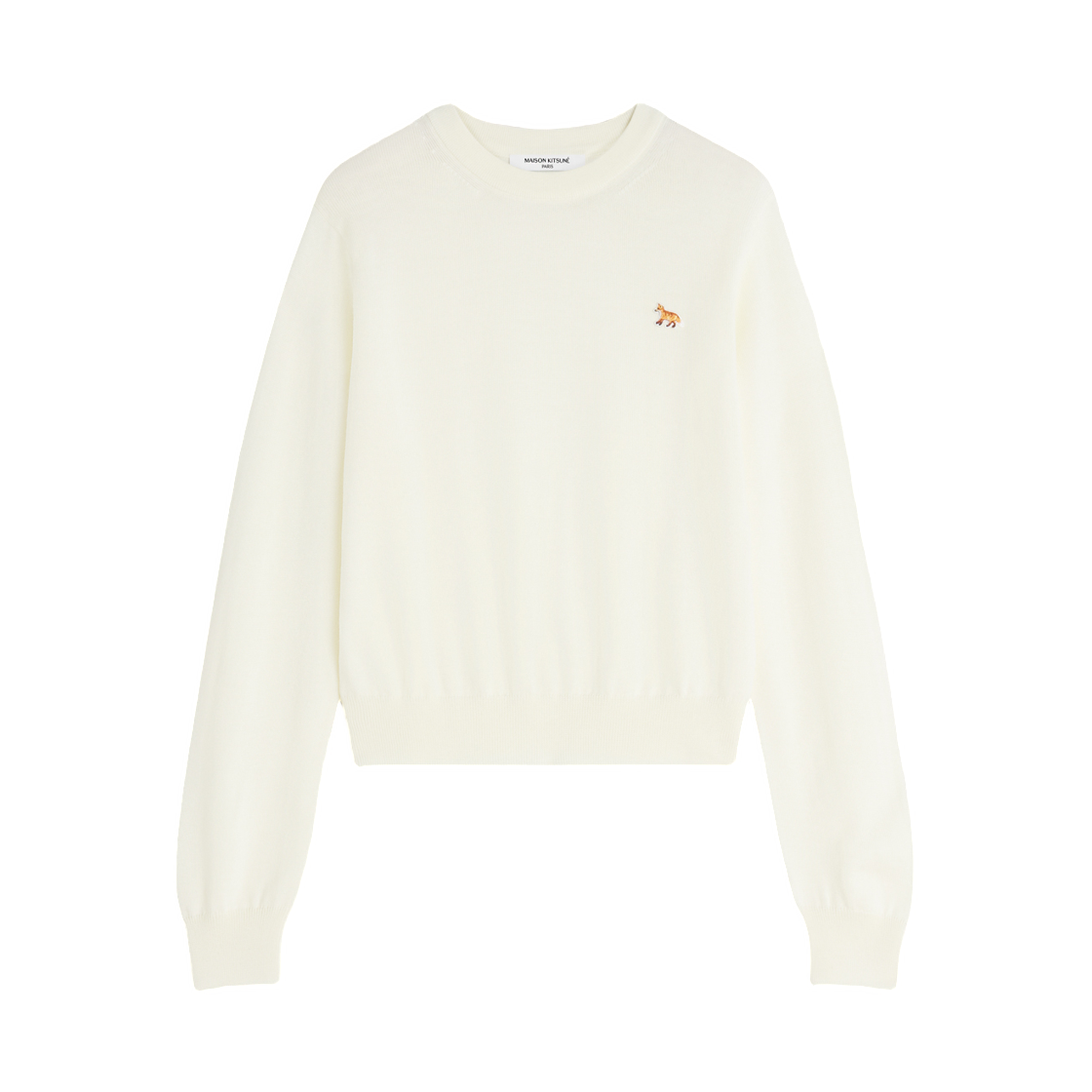 (W) 메종 키츠네 베이비 폭스 메리노 레귤러 점퍼 퓨어 에크루((W) Maison Kitsune Baby Fox Merino Regular Jumper Pure Ecru)