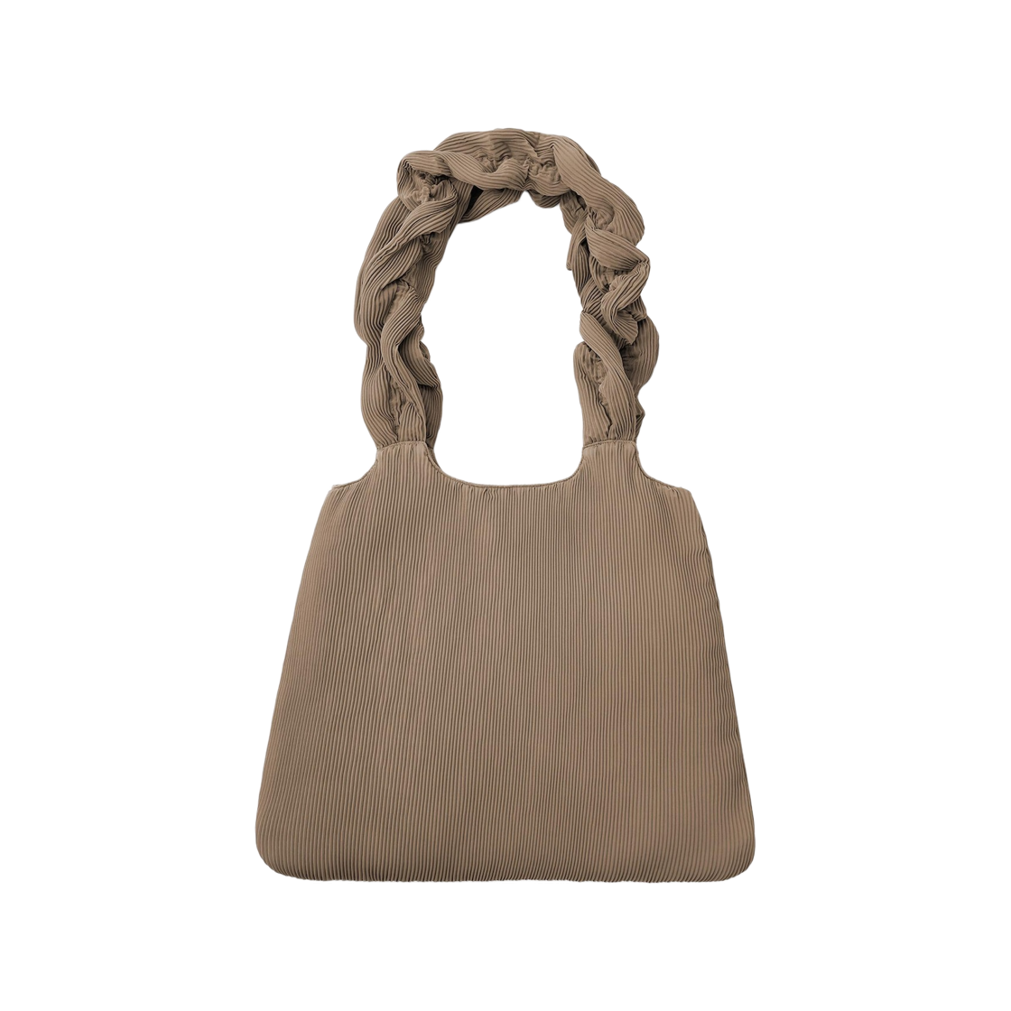 352415-36 GU Pleated Frilled Tote Bag Brown