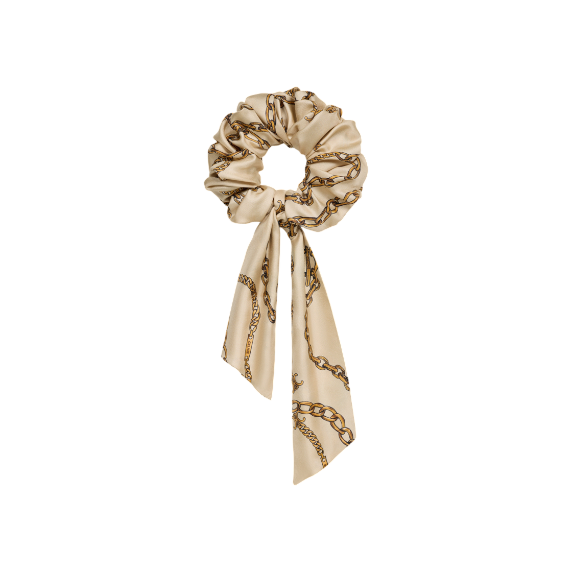 B103W2AUK-01YP (W) Celine Chains Bow Scrunchy in Silk Beige Gold