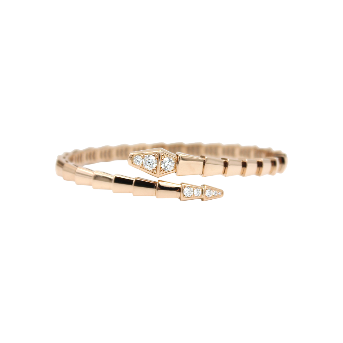 IT63J82MUQ8R Bulgari Serpenti Viper 18K Rose Gold Diamond Bracelet Size 15 360704