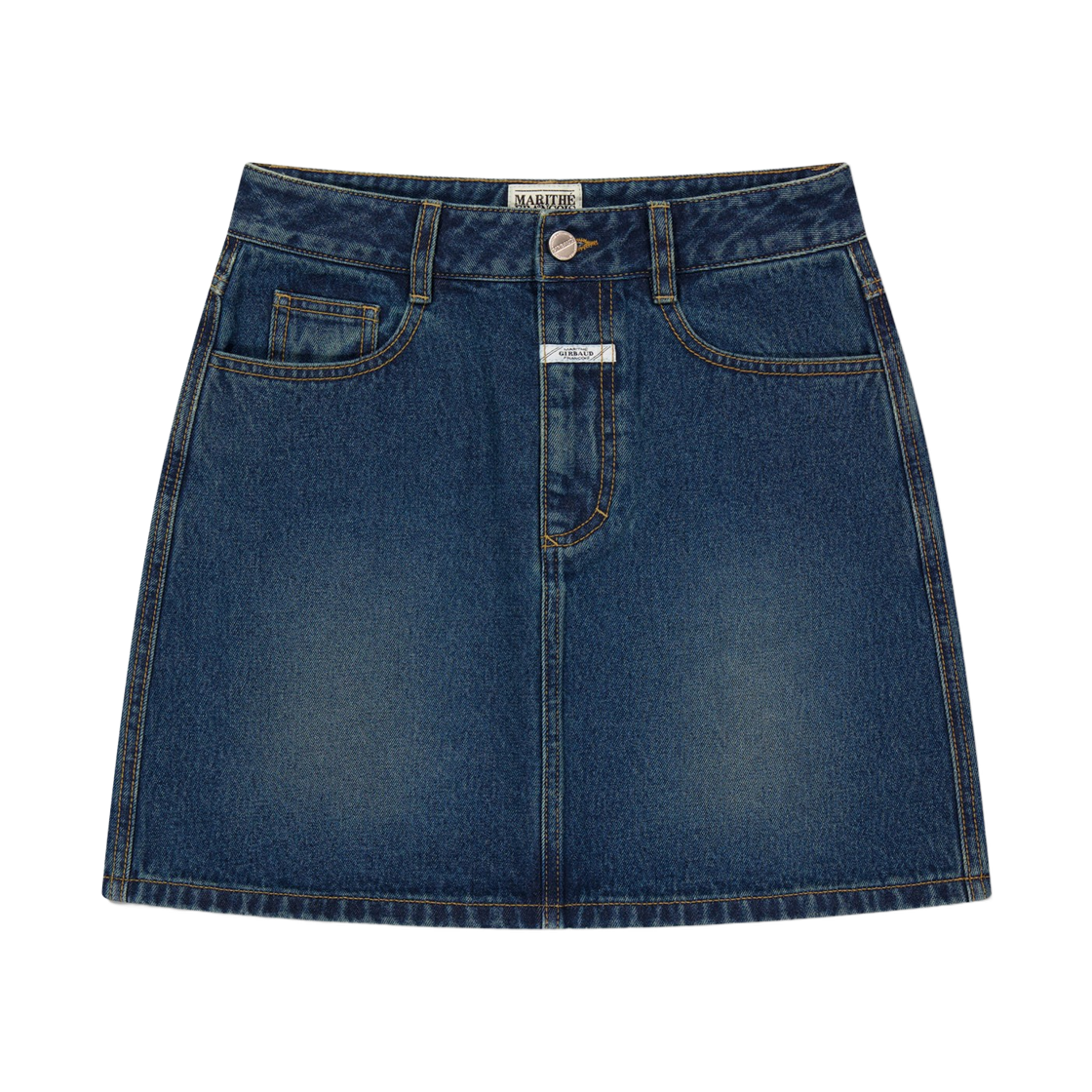 (W) 마리떼 프랑소와 저버 데님 미니 스커트 다크 블루((W) Marithe Francois Girbaud Denim Mini Skirt Dark Blue)