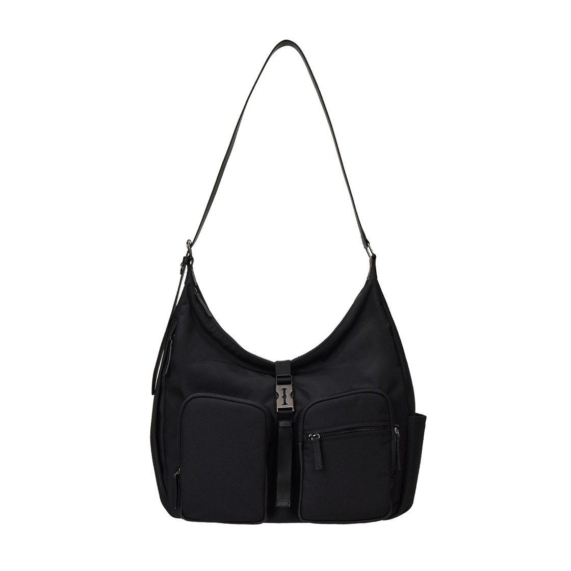 분크 헤이 더블 포켓 코듀라 호보 미듐 블랙(vunque Hey Double Pocket Cordura Hobo M Black) - 3