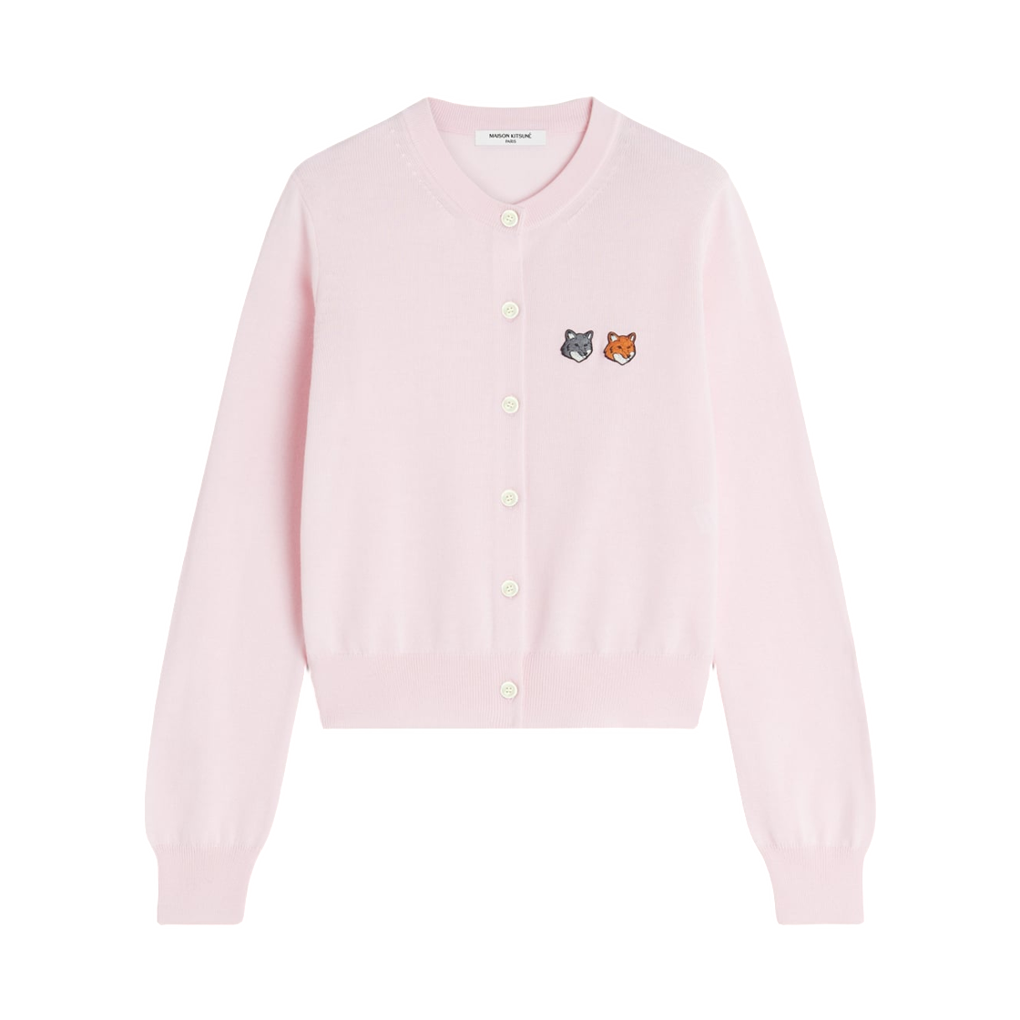 OW051CFKT1181-0326 (W) Maison Kitsune Double Fox Head Regular Cardigan Petula Pink