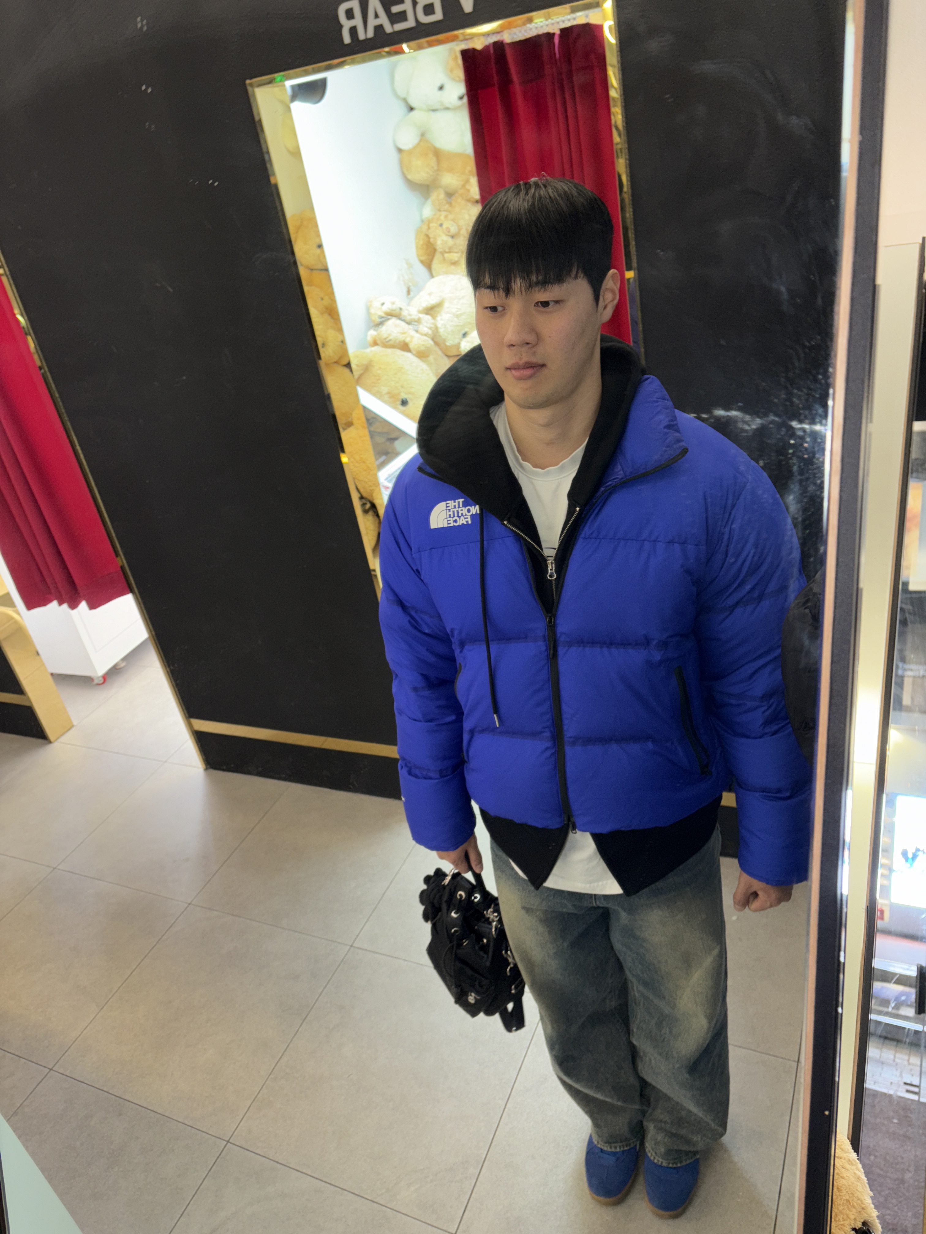The North Face RMST Nuptse Jacket Lapis Blue 착용 스타일 - 2