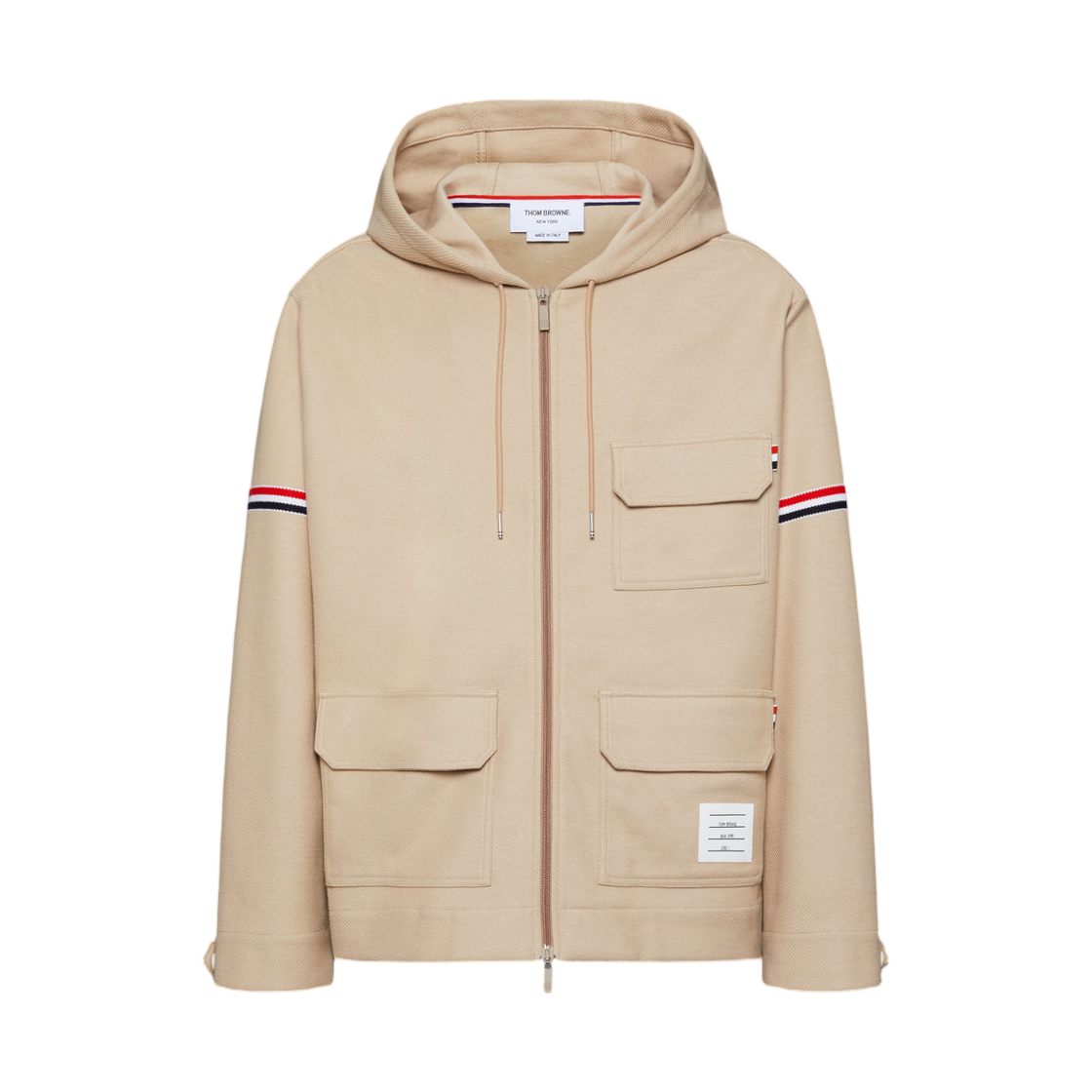 톰브라운 더블 페이스 테크 트윌 오버사이즈 암밴드 파카 베이지(Thom Browne Double Face Tech Twill Oversized Armband Parka Beige)