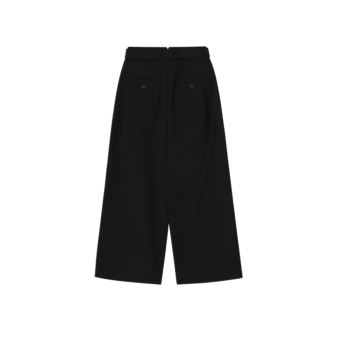 (W) 송지오 벨티드 볼륨 와이드 팬츠 블랙((W) SONGZIO Belted Volume Wide Pants Black) - 2