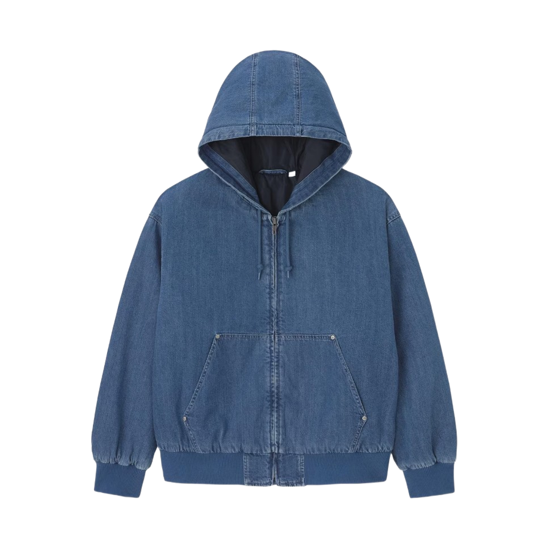 358470-64 GU Denim Hooded Zip Up Parka Blue