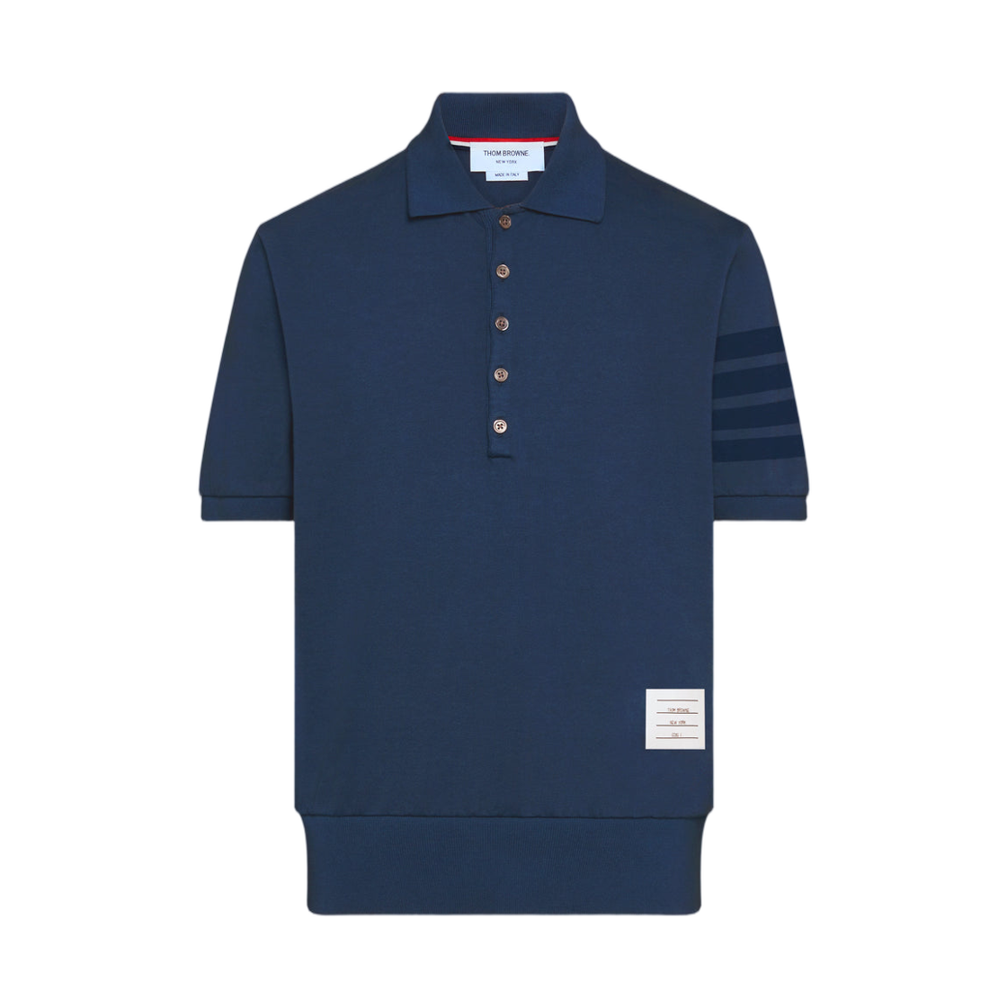 MJP236A-J0253-415 Thom Browne Garment Overdyed Jersey 4-Bar Polo Navy