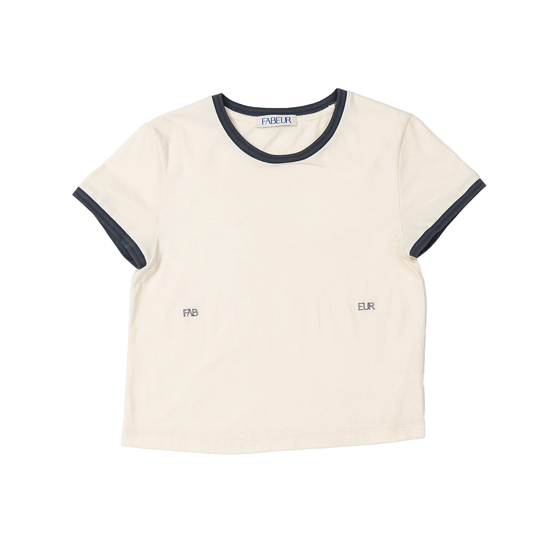 fab-24cswts01-01 FABEUR Stripe Color Scheme T-Shirt Cream