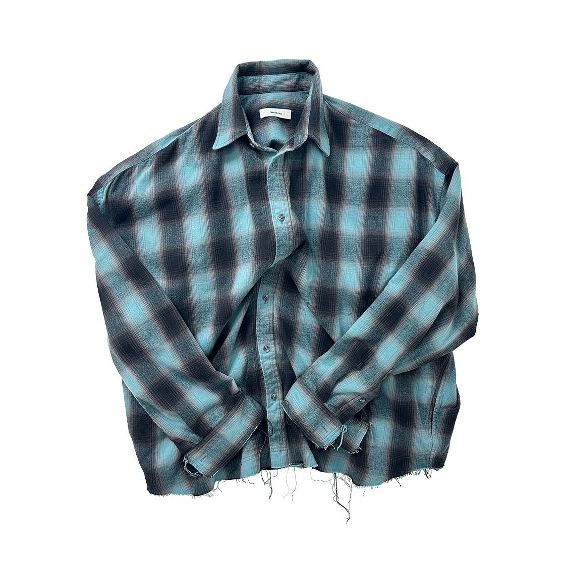 nnd.k.085 Nonnod Flexible String Check Shirt Aqua Ash