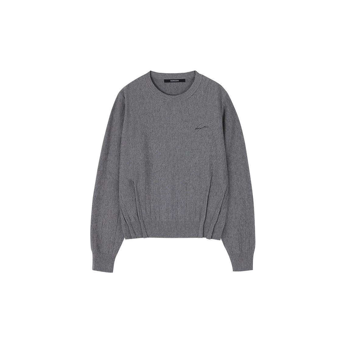 (W) 송지오 컬렉션 엣지 폴드 라운드넥 니트 그레이