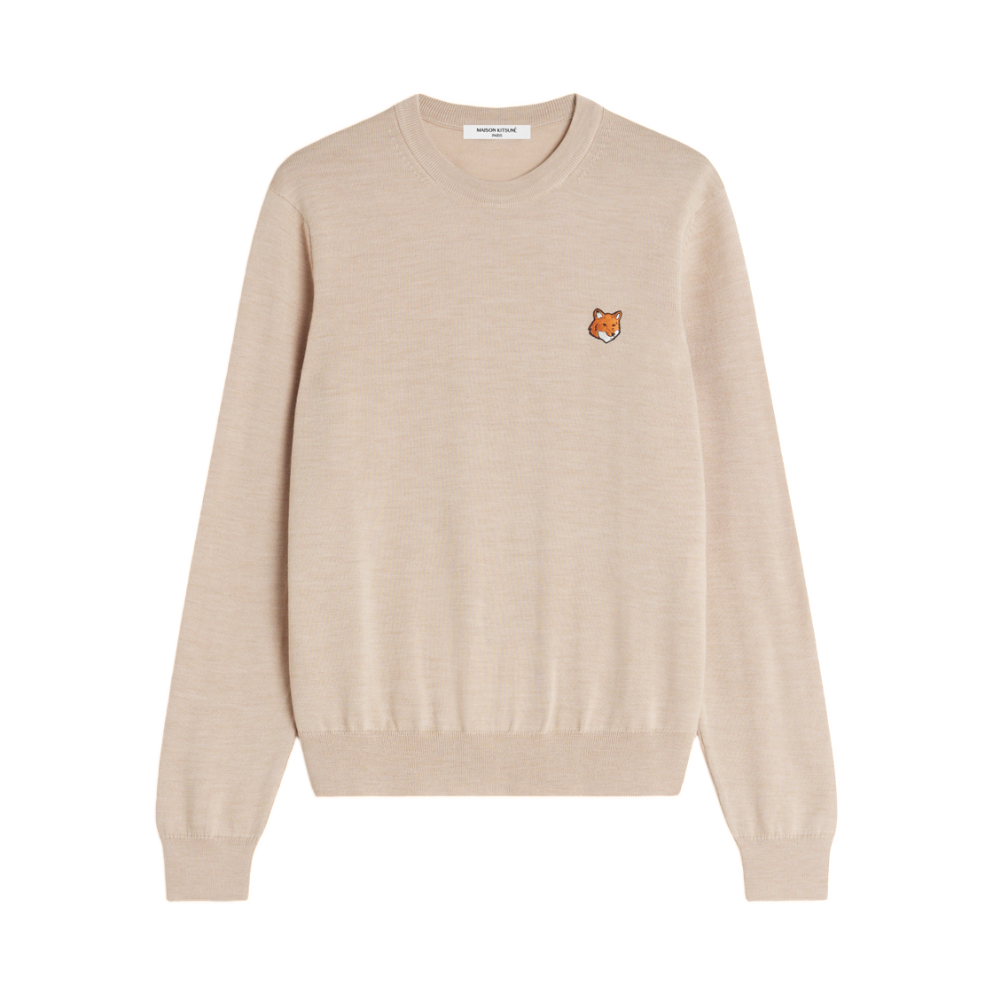PM00801KT1181-0429 Maison Kitsune Fox Head Merino Regular Jumper Roasted Almond
