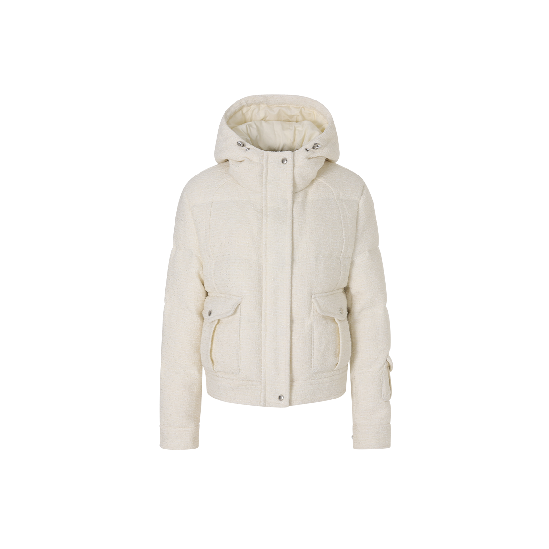 (W) 송지오 커브컷 트위드 후드 점퍼 크림