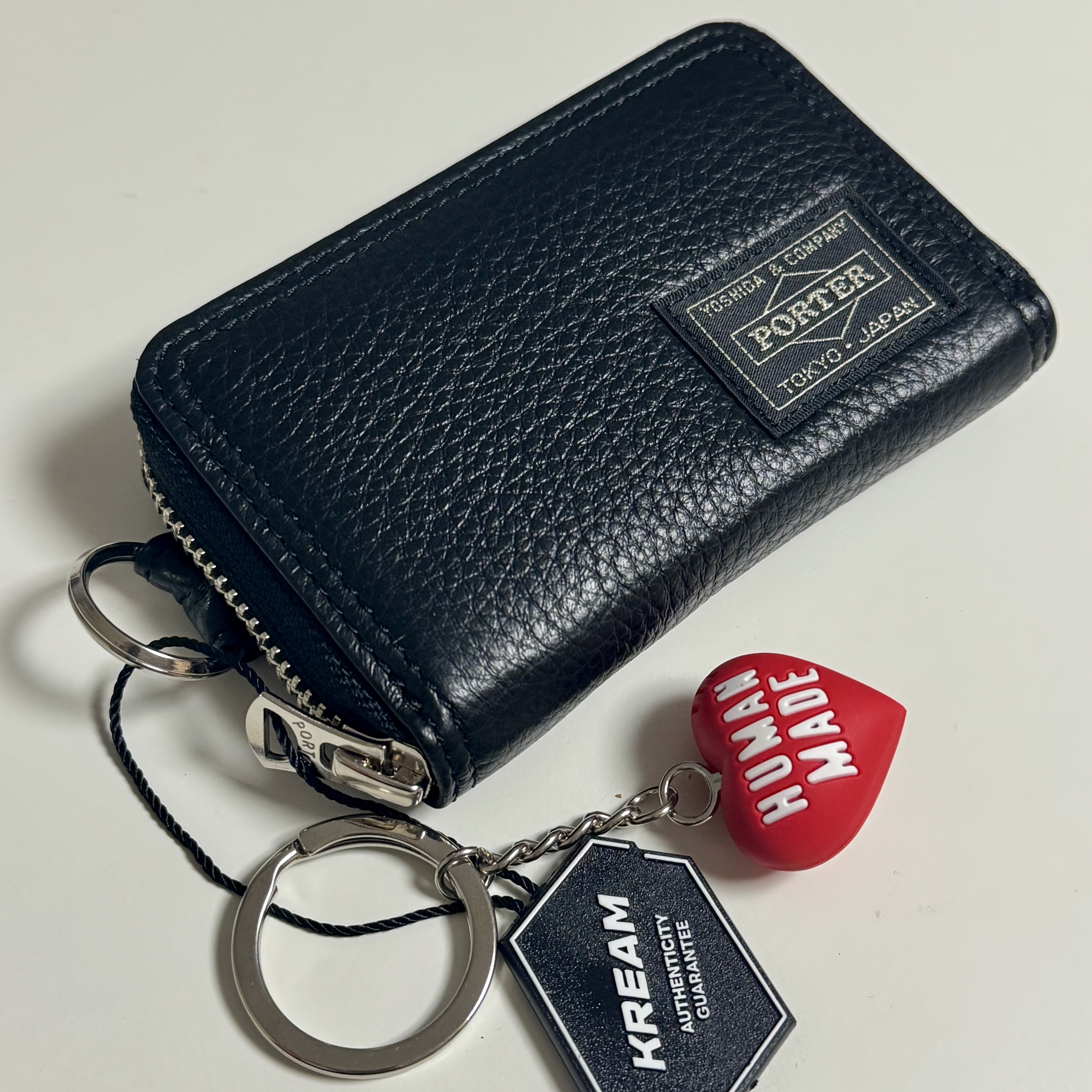 Porter Calm Coin Case Black, Human Made Heart Rubber Key Chain Red 착용 스타일 - 2