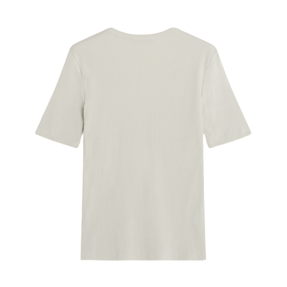 (W) 메종 키츠네 베이비 폭스 립드 피티드 티셔츠 미네랄 그레이((W) Maison Kitsune Baby Fox Ribbed Fitted T-Shirt Mineral Gray) - 2