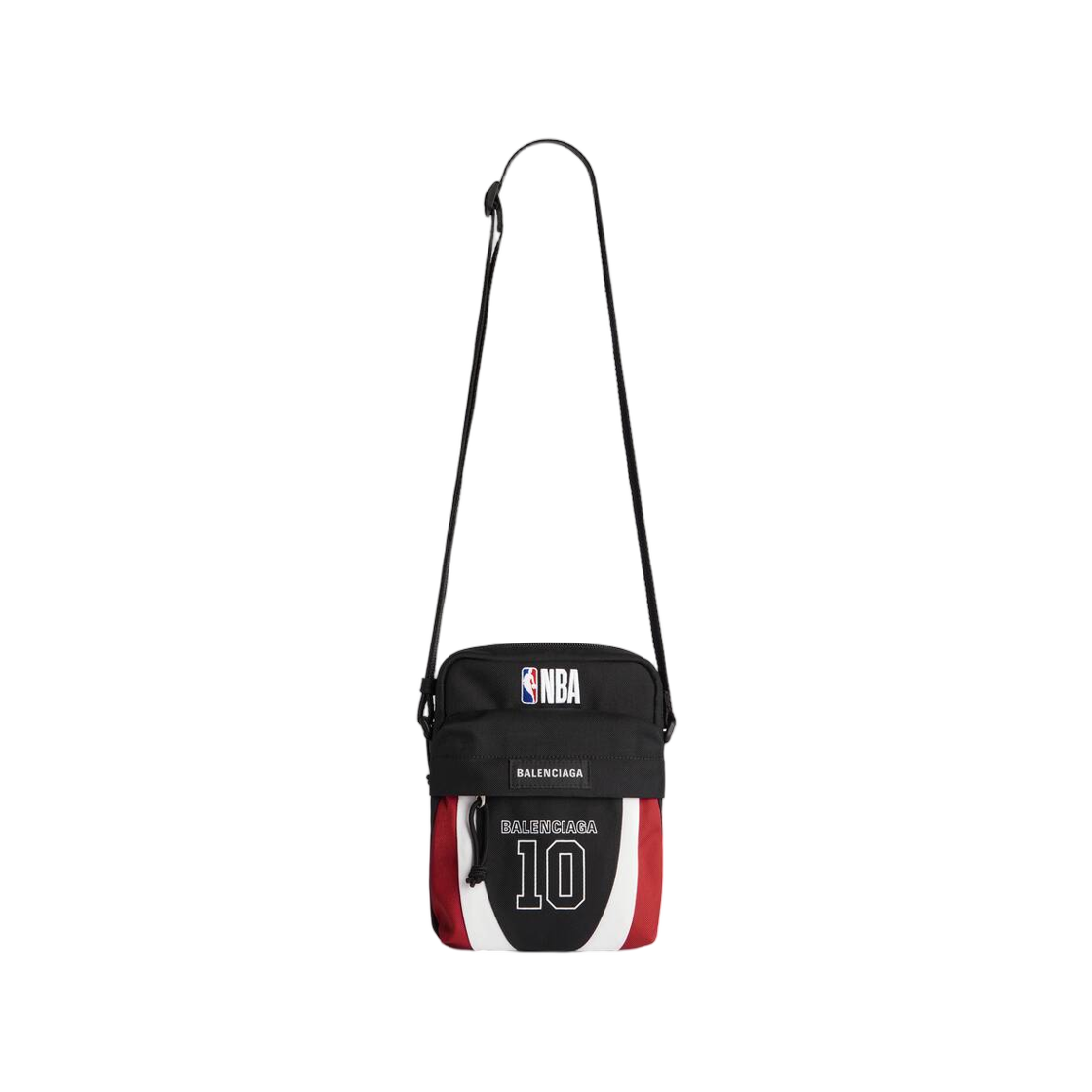 8660532ACFQ1945 Balenciaga x NBA Collaboration Explorer Crossbody Pouch Black White Vermillon Red