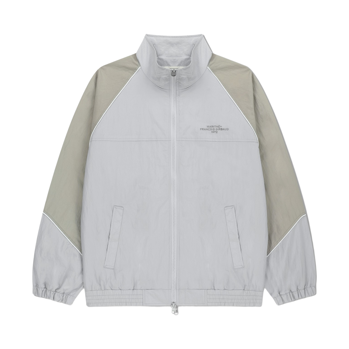 - Marithe Francois Girbaud Color-Block Highneck Windbreaker Light Gray