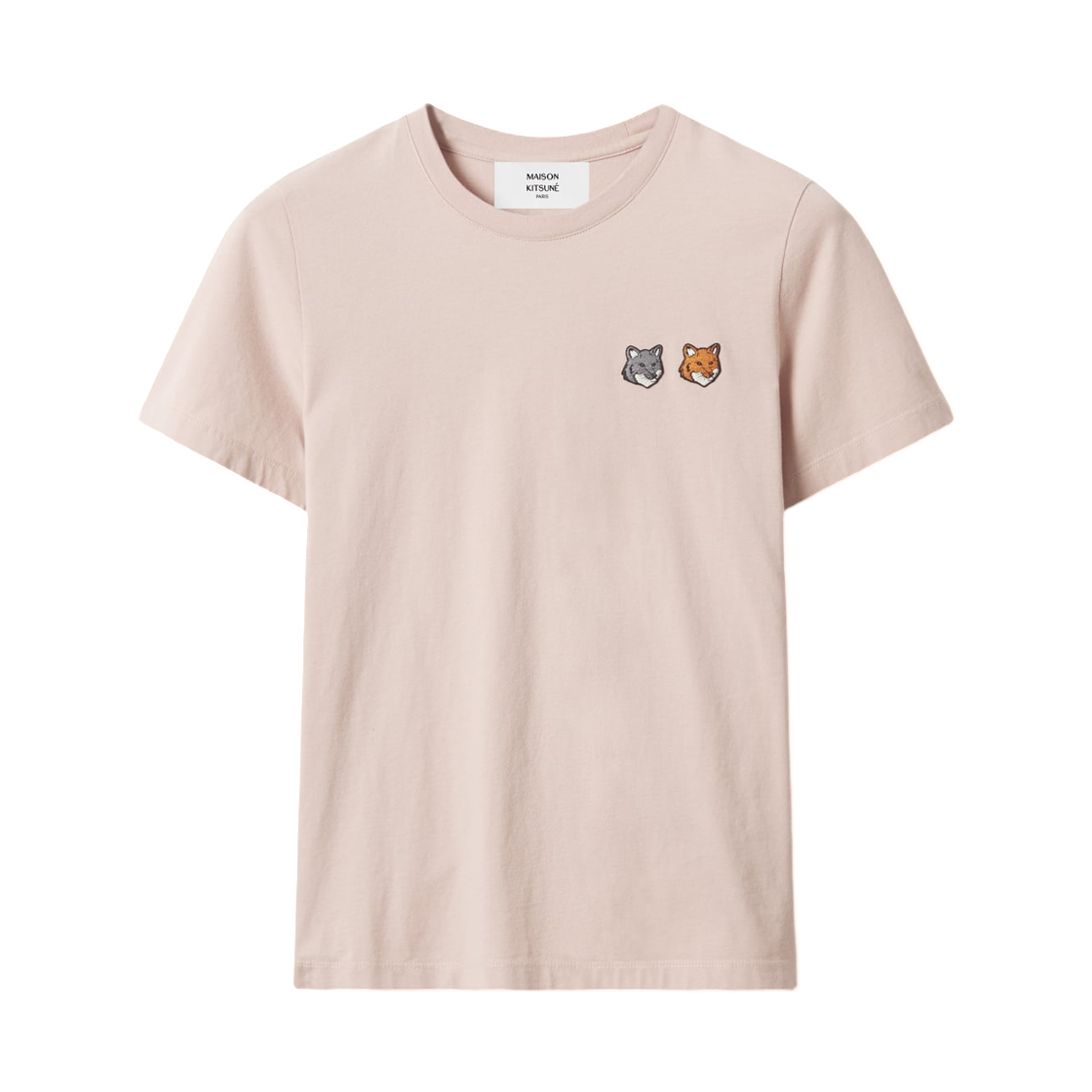 OW011CFKJ7026-0172 (W) Maison Kitsune Double Fox Head Regular T-Shirt Pink Clay