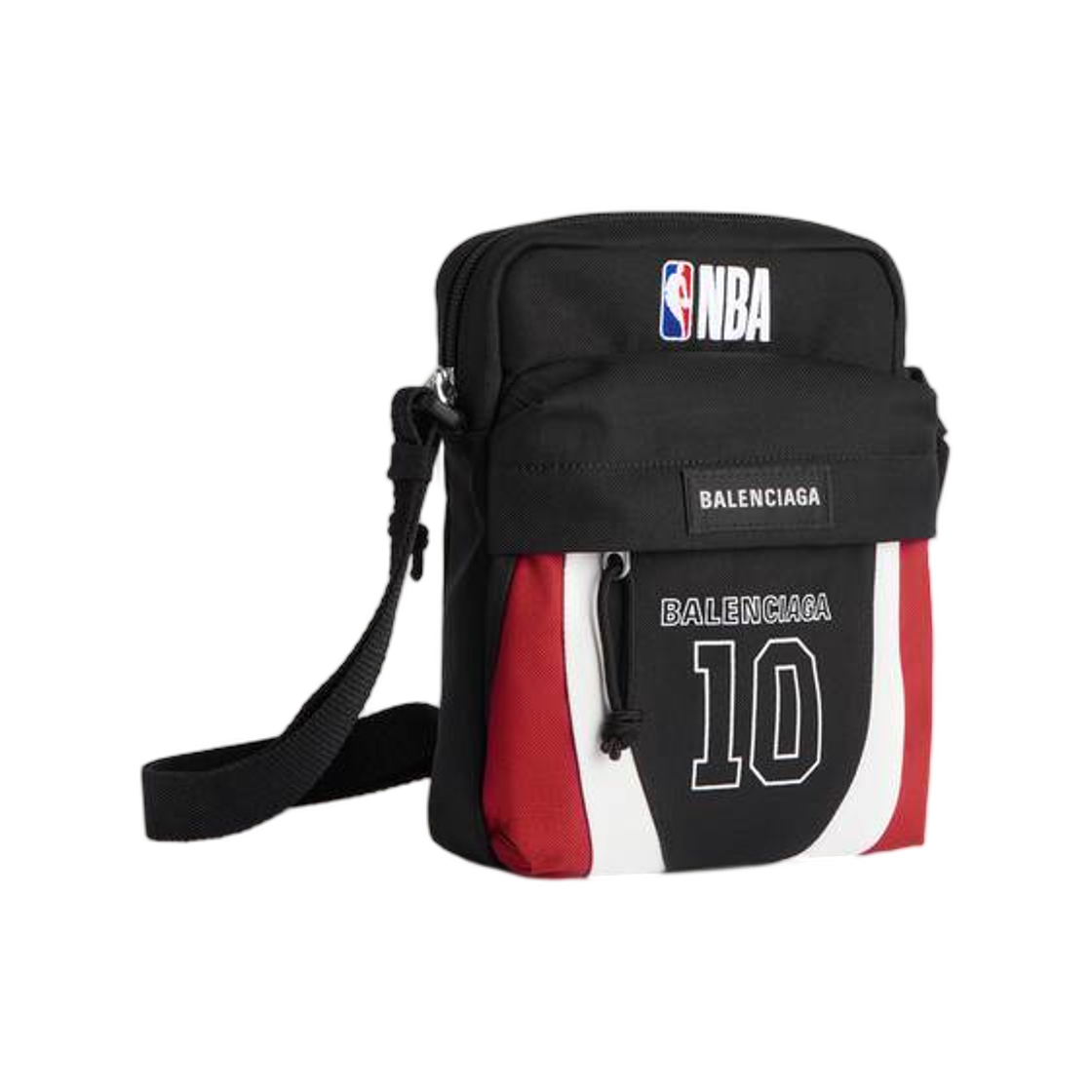 발렌시아가 x NBA 콜라보레이션 익스플로러 크로스바디 파우치 블랙 화이트 베흐미용 레드(Balenciaga x NBA Collaboration Explorer Crossbody Pouch Black White Vermillon Red) - 2