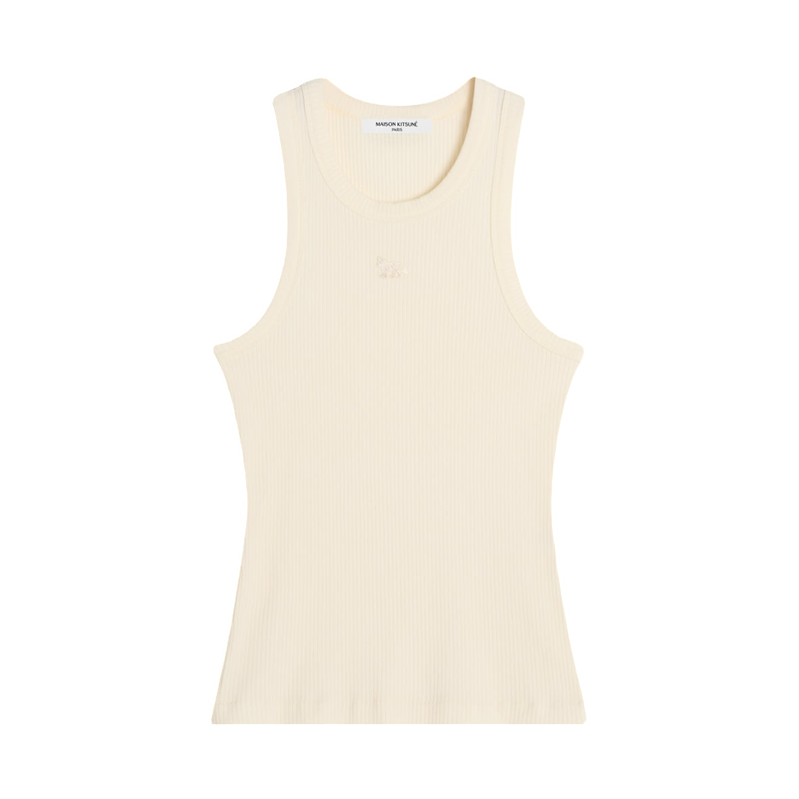 OW00604KJ0134-0383 (W) Maison Kitsune Baby Fox Ribbed Tank Top Pure Ecru