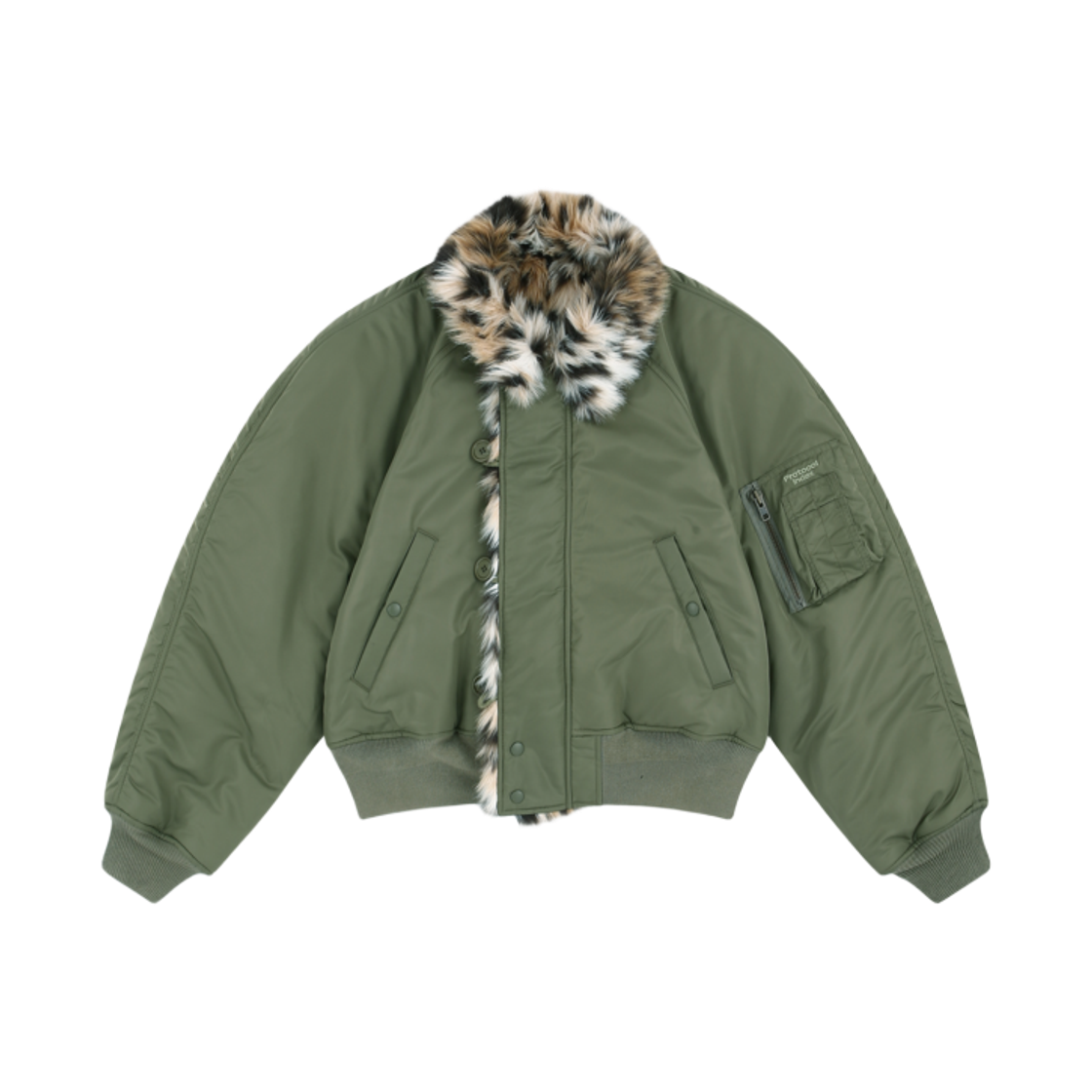 프로토콜 인덱스 이그재저레이트 숄더 퍼 N2B 자켓 카키(Protocol Index Exaggerated Shoulder Fur N2B Jacket Khaki)