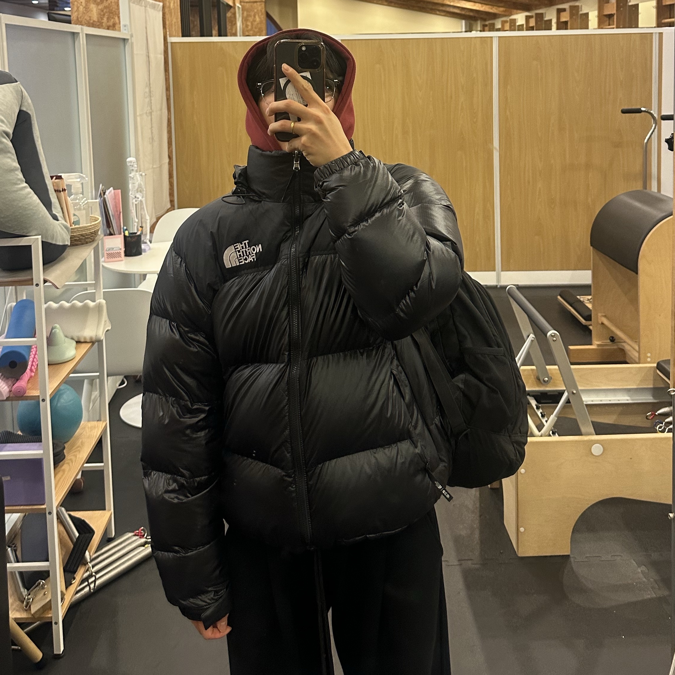 The North Face 1996 Eco Nuptse Jacket Real Black 착용 스타일