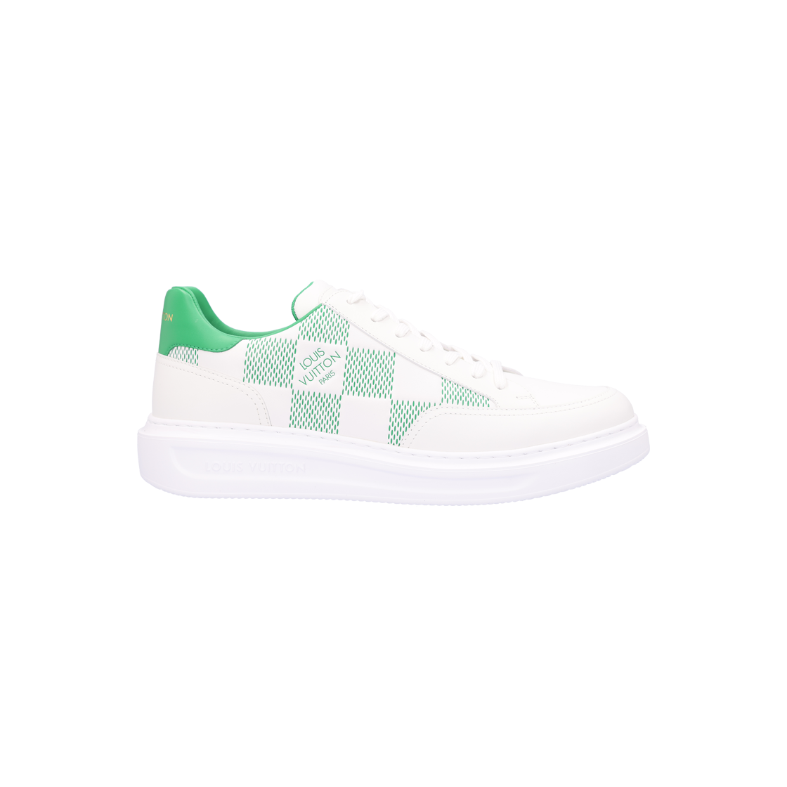 루이비통 비버리 힐스 다미에 트레이너 스니커즈 화이트 그린 9(Louis Vuitton Beverly Hills Damier Trainer Sneakers White Green 9)